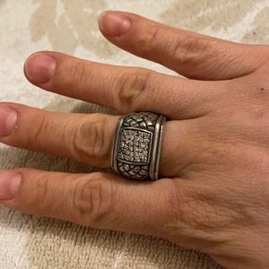Men Scott Kay Diamond Basketweave Ster Silver Ring